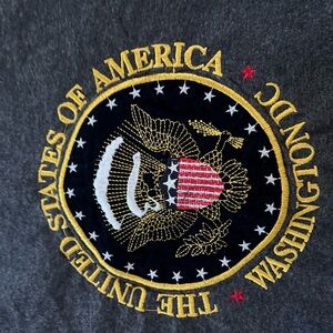 Vintage USA T-Shirt Men’s Large Graphic Washington DC USA Embroidered Seal Gray